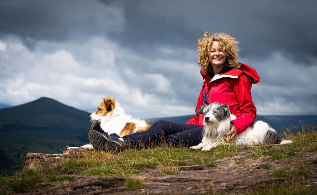 Kate Humble, Teg and Badger on The Skirrid
