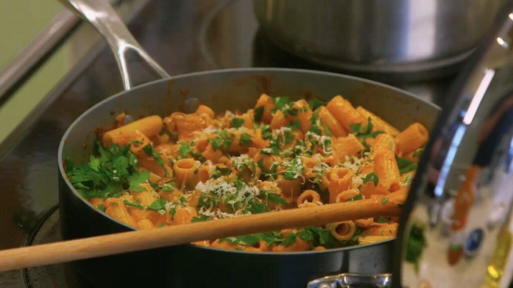 mushroom pasta recipe escape to the farm kate humble